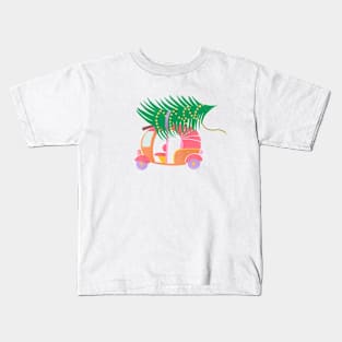 Pink Christmas rickshaw Kids T-Shirt